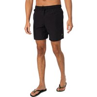 Black Lyle & Scott swim shorts with elastic waistband, drawstring, and small logo on left leg.