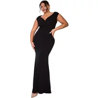 Black Goddiva Bardot Maxi dress with pleated skirt and off-shoulder neckline.