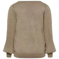 Beige pleated sleeve women's jumper by Kaffe, featuring a round neckline and relaxed fit.