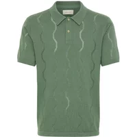 Green Polo Blend Duran shirt with subtle wavy pattern, short sleeves, and buttoned collar.