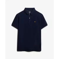 Navy blue Superdry Classic polo piqué with short sleeves, buttoned collar, and small embroidered logo on chest.