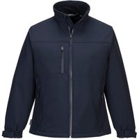 Navy Portwest Charlotte Ladies Softshell jacket, XL, with front zipper, high collar, and zippered chest pocket.