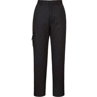 Black Portwest ladies combat trousers, XL, regular fit, with side cargo pockets and belt loops.