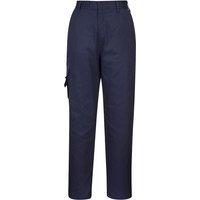 Navy blue Portwest ladies combat trousers with multiple pockets and belt loops, size XL, regular fit.