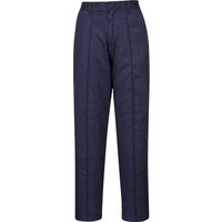Navy Portwest ladies elasticated trousers, 3XL, regular fit, with straight legs and belt loops.