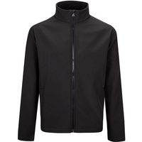 Black Portwest men's softshell jacket, 3XL, with high collar, full front zipper, and long sleeves.