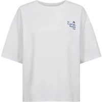 White Sofie Schnoor T-shirt with "The Local Beach Club" print on chest, short sleeves, and relaxed fit.