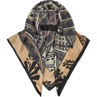 Printed women's scarf Stefanel Turban with geometric patterns in black, beige, and gray tones.