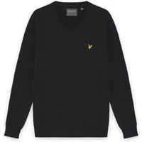 Black V-neck Lyle & Scott Golf sweater with yellow eagle logo on chest.