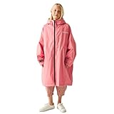 Peach pink Regatta kids changing robe with hood, long sleeves, and front zipper, suitable for ages 9-13.