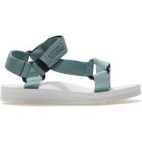 Mint green infant sandals with adjustable straps and white sole, Regatta branding on strap.