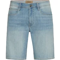 Regular fit light blue denim shorts with five pockets and a button fly.