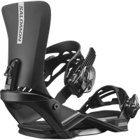 "Black Salomon Rhythm snowboard bindings with adjustable straps and highback support"