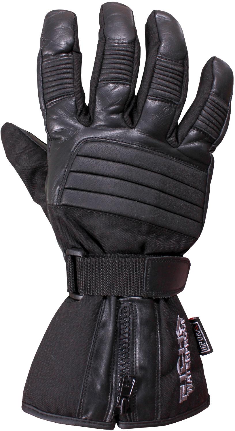 Black Richa 9904 ladies motorcycle glove with padded knuckles, adjustable wrist strap, and leather-textile blend.