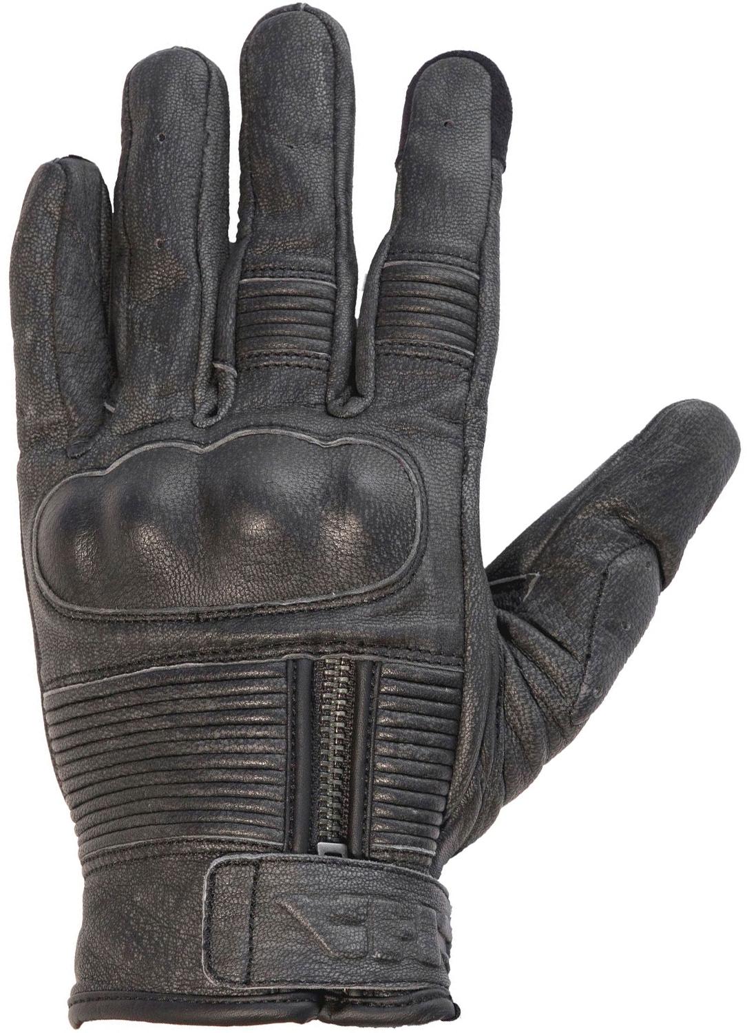 Grey Richa Shadow motorcycle glove, 3XL, leather texture, padded knuckles, zip closure, reinforced stitching.