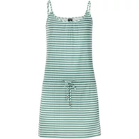 Green and white striped sleeveless dress with adjustable straps and drawstring waist, "Robe femme Protest Bounties 25".