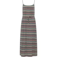Striped Ragwear Marsali women's dress with thin straps, waist tie, and multicolor geometric pattern.