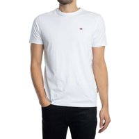 White Napapijri Salis Regular T-Shirt with small logo on chest, short sleeves, crew neck, worn by male model.