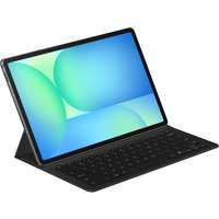 Black Samsung Book Cover Keyboard Slim with integrated keys for Galaxy Tab S10 FE+, sleek and lightweight design.