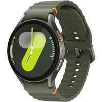 Green Samsung Galaxy Watch 7 44mm 4G Smartwatch with round face, digital display, and textured silicone band.
