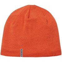 Orange Sealskinz Cley beanie with ribbed edge and small logo tag, designed for waterproof cold weather protection.