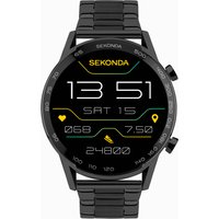 Black Sekonda Active Plus smartwatch with alloy case, stainless steel bracelet, digital display, and multifunction buttons.