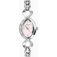 Sekonda ladies watch with silver case, alloy bracelet, pink dial, and crystal accents.