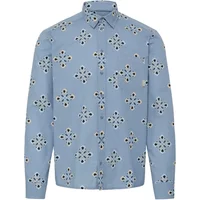 Blue long-sleeve shirt with floral pattern, button-down collar, and regular fit by Blend Ditlef.