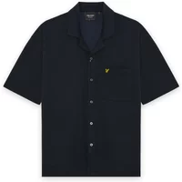 Black Lyle & Scott Revere shirt with short sleeves, button-up front, and yellow logo on chest pocket.