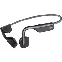 Grey Shokz OpenMove sports headphones with wraparound band and open-ear design.