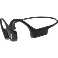 Grey Shokz OpenSwim bone conduction headphones with wraparound band and sleek, lightweight design.