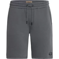Gray Blend BHDOWNTON shorts with elastic waistband, drawstring, and small logo patch on left hem.