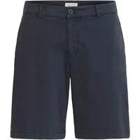 Navy blue casual shorts with button closure, belt loops, and front pockets.