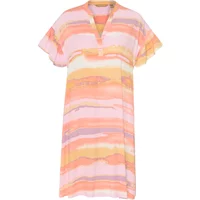 Short dress for women CULTURE CUDodi Alexa, pastel stripes, V-neck, short sleeves, relaxed fit.