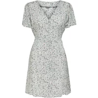 Floral short dress for women by Only Evida, featuring a V-neckline, short sleeves, and a fitted waist.