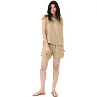 Beige sleeveless top and shorts set by Artlove Laurine, featuring a loose fit and lightweight fabric.