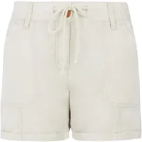 Beige Protest Rue femme shorts with drawstring waist, front pockets, and belt loops.