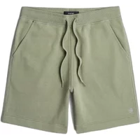 Olive green G-Star shorts with drawstring waist, side pockets, and subtle logo on the hem.