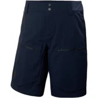 Navy blue Helly Hansen Crewline Cargo 2.0 shorts with dual front zip pockets and button closure.