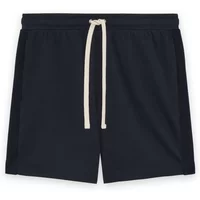 Navy blue Lyle & Scott shorts with white drawstring and side tape detailing.