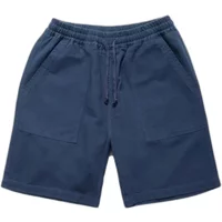 Navy blue Service Works Classic Chef shorts with elastic waistband, drawstring, and two front pockets.