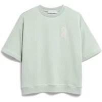 Light green short sleeve women's pullover by ARMEDANGELS with crew neck and relaxed fit.