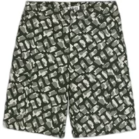 Camouflage cargo shorts by Aigle, waterproof fabric, green and black pattern, knee-length design.