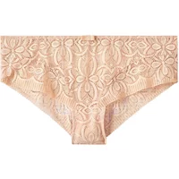 Peach lace shorty with floral pattern and scalloped edges by Pomm'Poire Apologie.