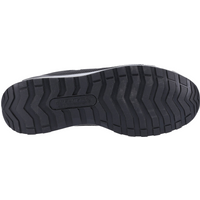 Black Skechers safety trainer with rugged tread pattern, size 11, by Footsure Western Limited.