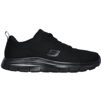 Black Skechers Flex Advantage Bendon Sr shoe, mesh upper, lace-up, slip-resistant sole, size 11.