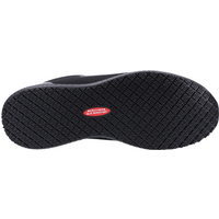 Black Skechers workwear shoe with textured non-slip sole, red Skechers logo, and size 12 marking.