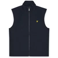 Navy sleeveless Lyle & Scott softshell jacket with front zipper and yellow eagle logo on chest.