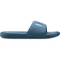 Blue Helly Hansen slide sandal with wide strap and textured footbed.