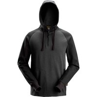 Black Snickers 2842 Half Zip Hoodie with front pocket, drawstring hood, and raglan sleeves.
